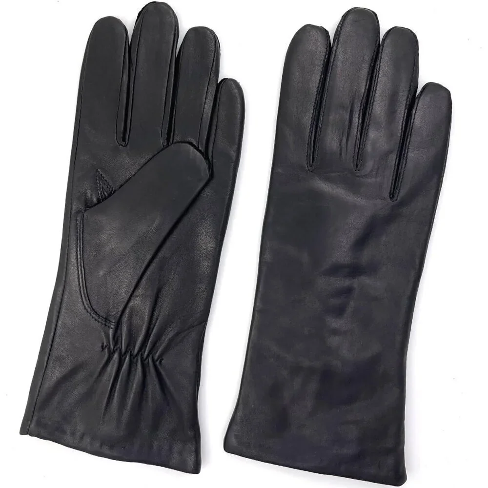 Women's Leather Gloves Genuine SheepSkin Leather Cold Weather Gloves Black